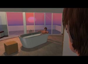 Ботан сношает подругу в ванной